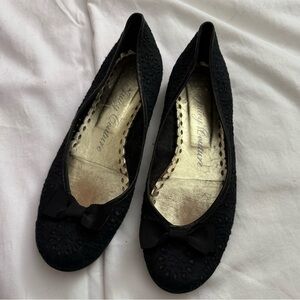 Juicy Couture Ballet Flats - Black Eyelet with Bow